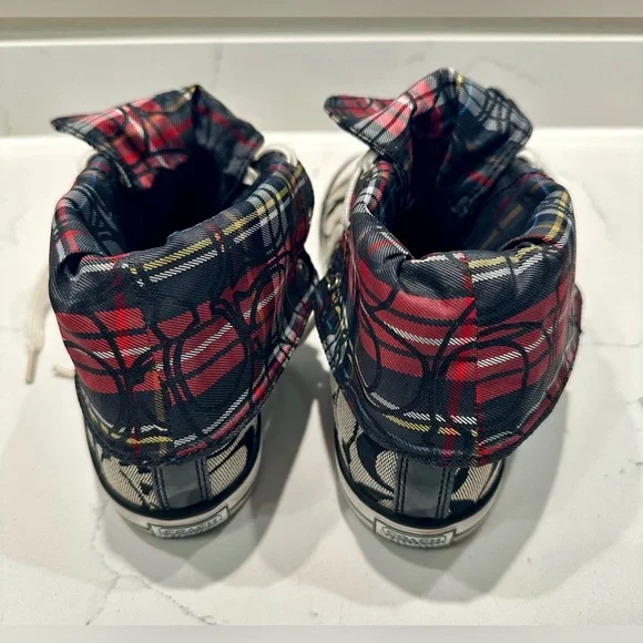 Coach Booney High-Top Sneakers with Monogram and Plaid Pattern - size 8.5B - Picture 5 of 6